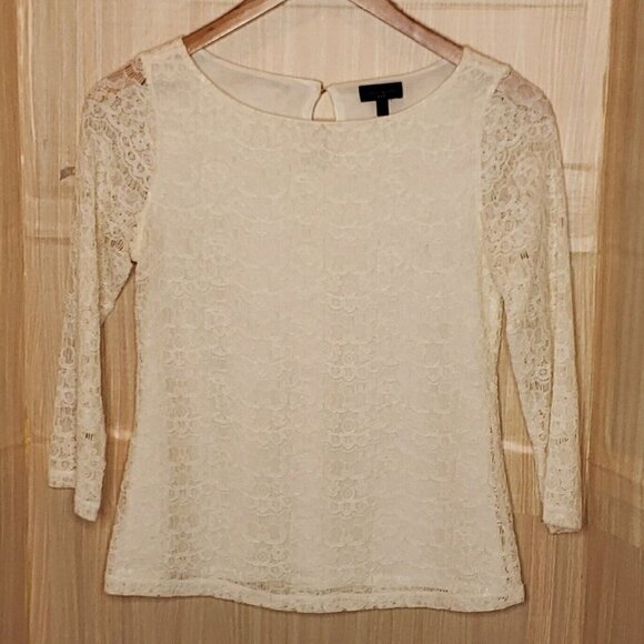 The Limited Womens Cream Lace Wide Neck Top XS - Picture 1 of 7